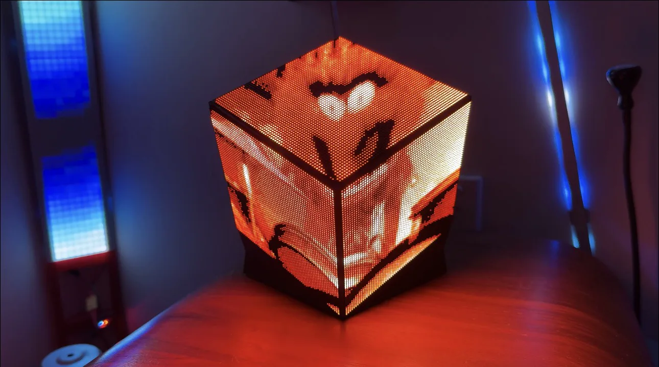 Prism-64 displaying a warm orange animation